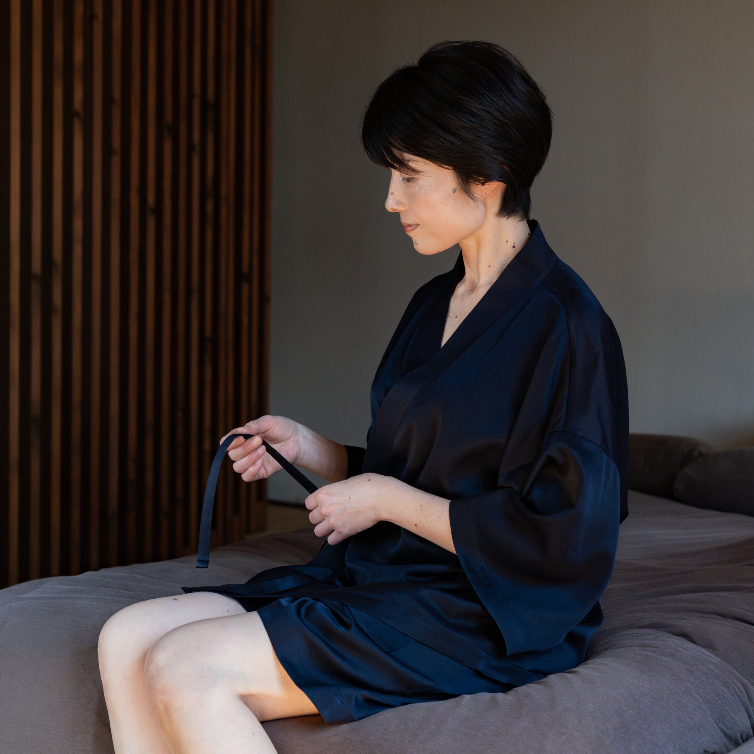 Silk Pajama | Shorts - Navy