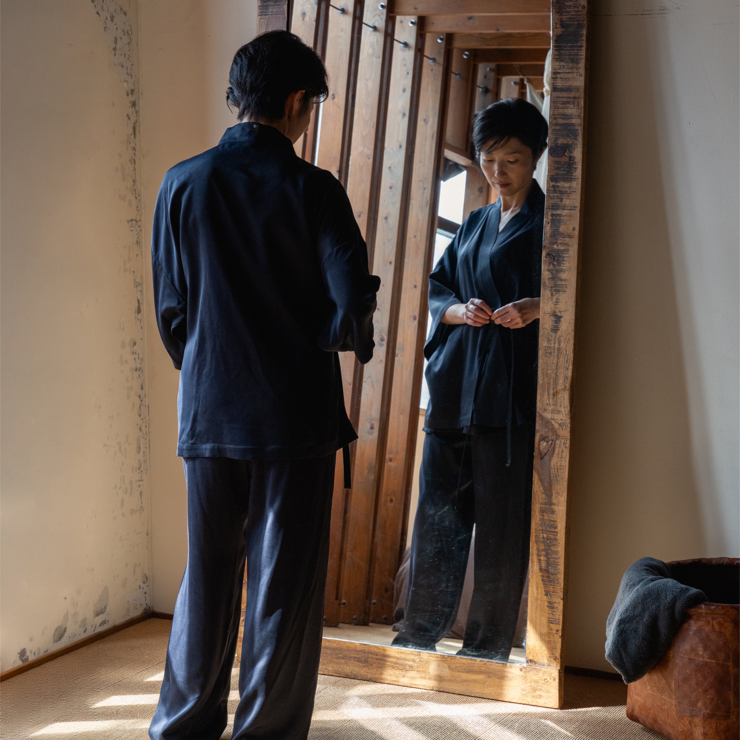 Silk Pajamas | Long Pants - Navy