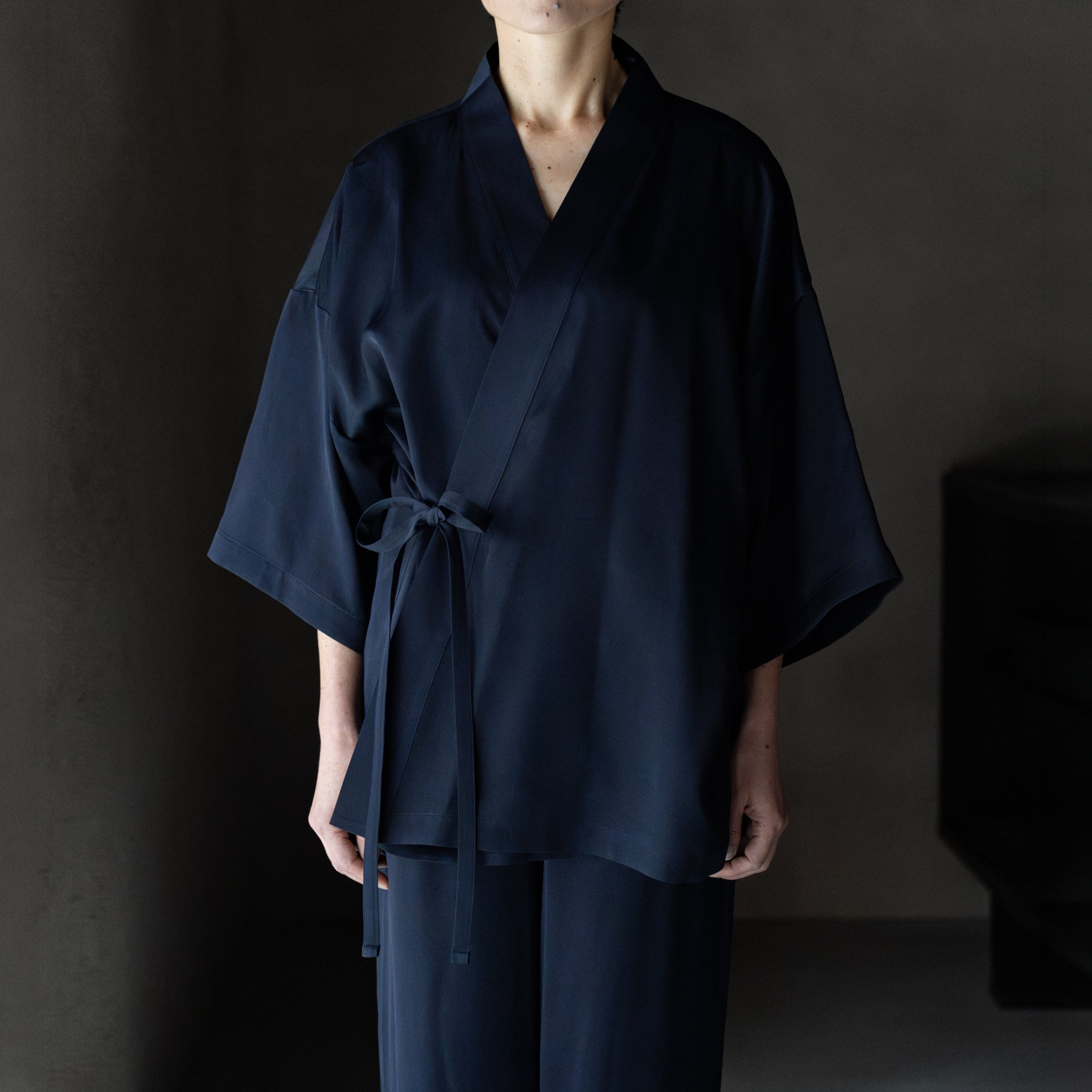Silk Pajamas | Long Pants - Navy