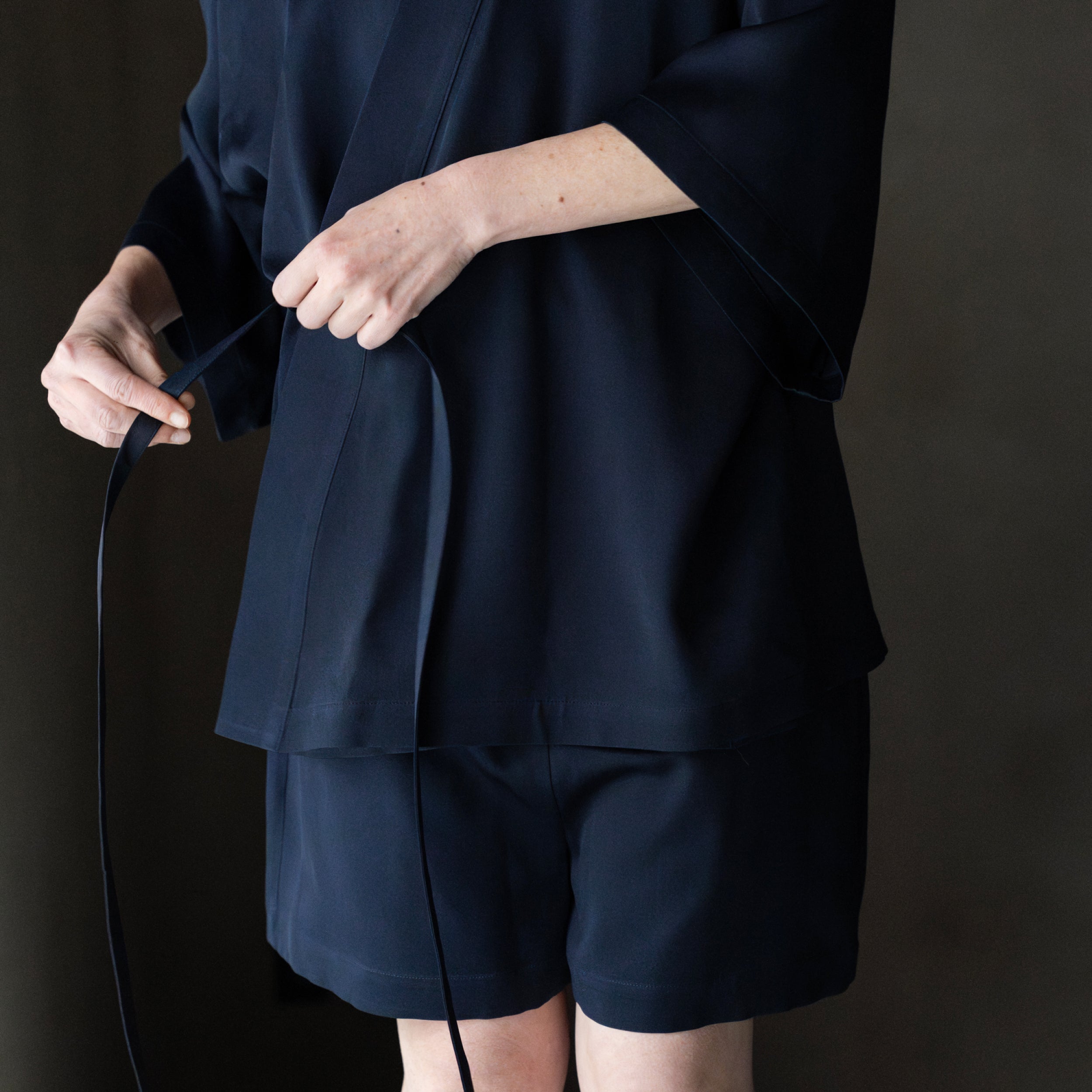 Silk Pajama | Shorts - Navy