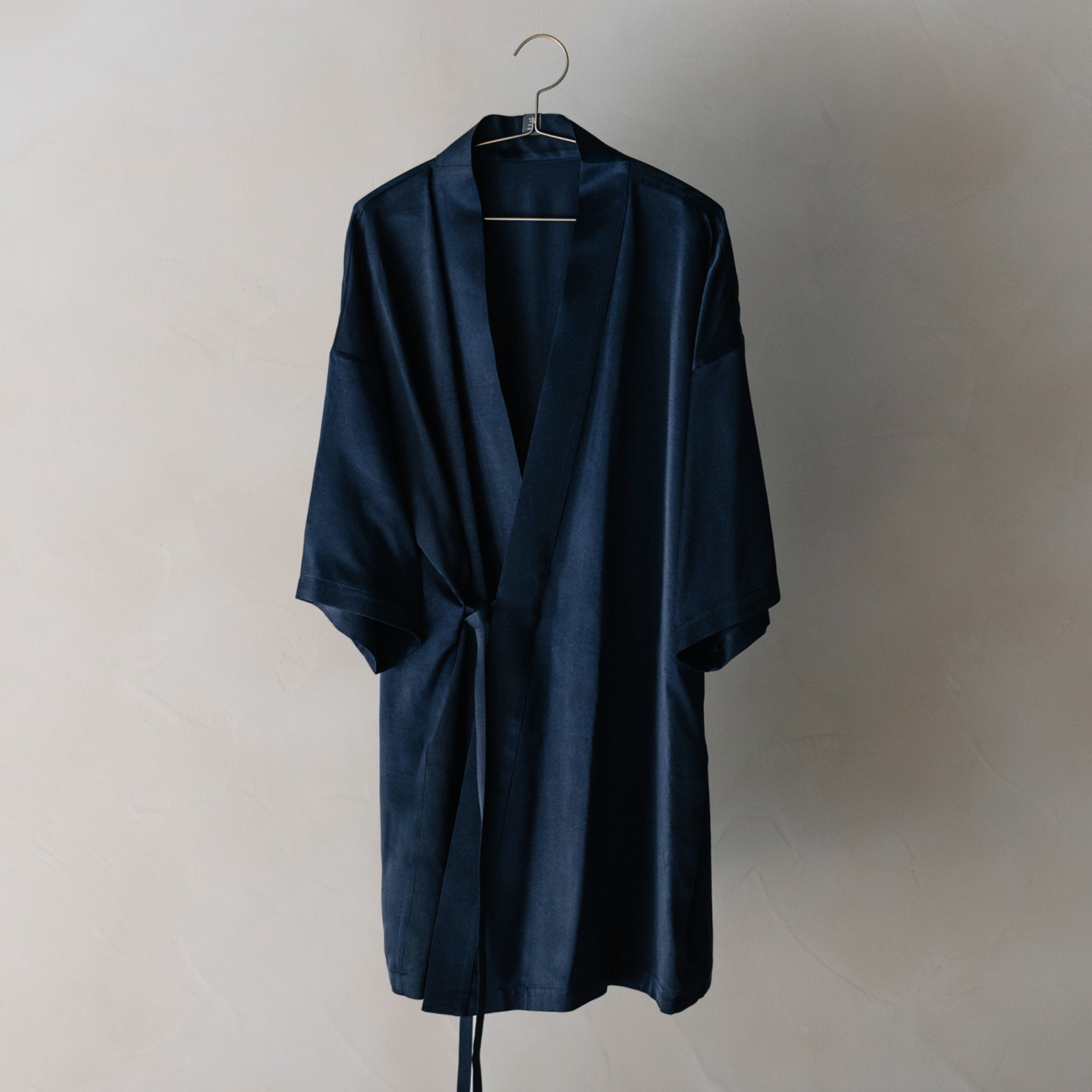 Silk Robe - Navy