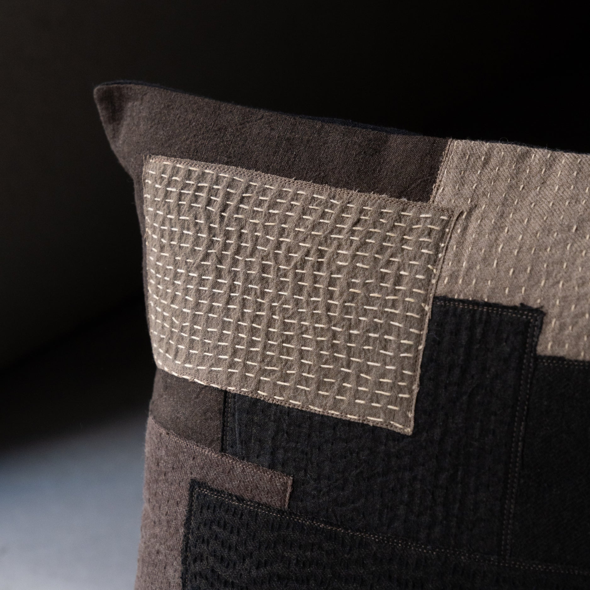 Sashiko Cushion Cover - Wool