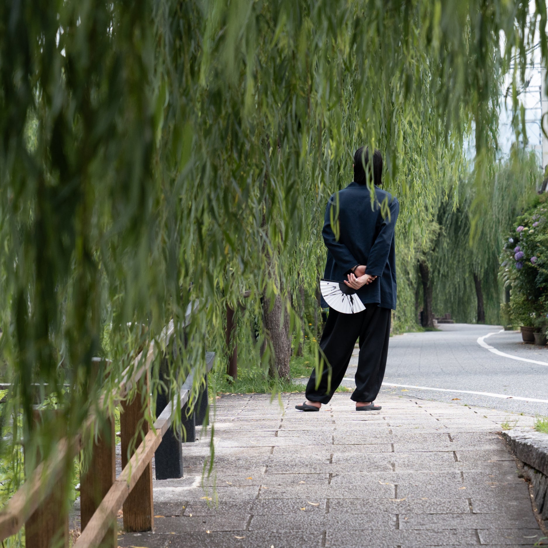 Sumi Folding Fan - Arashi