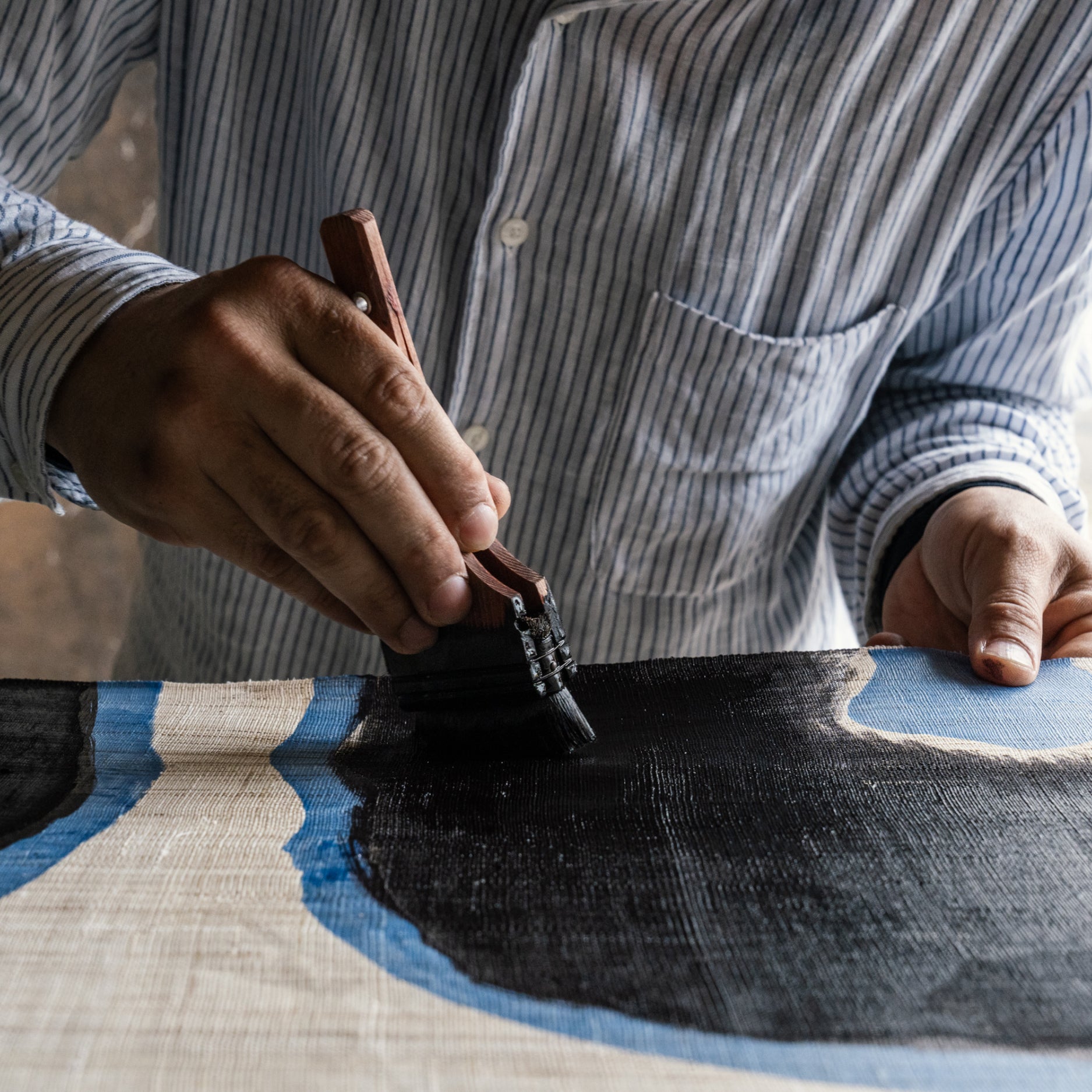 Katazome Wall Piece - Sumi  Black