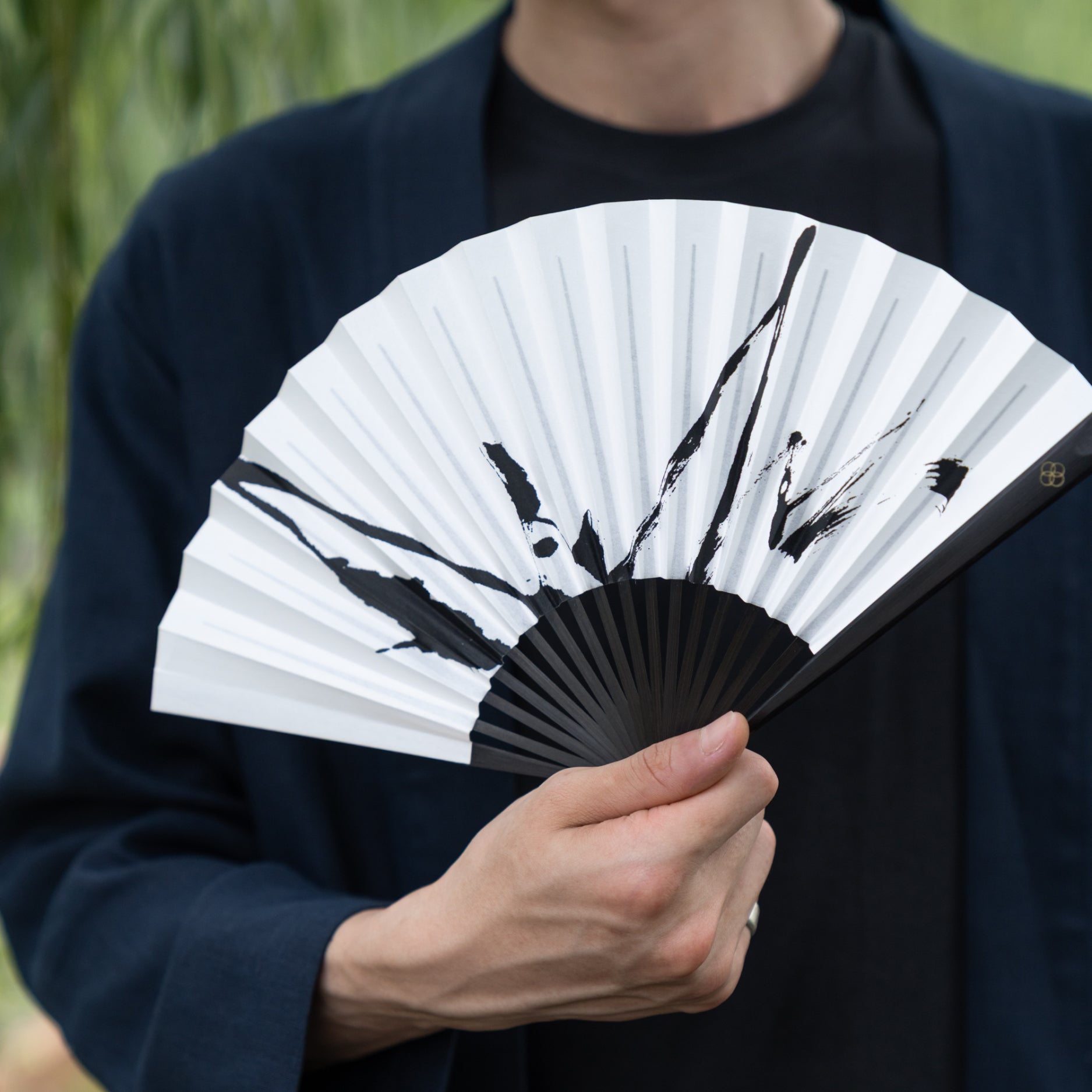 Sumi Folding Fan - Kaze