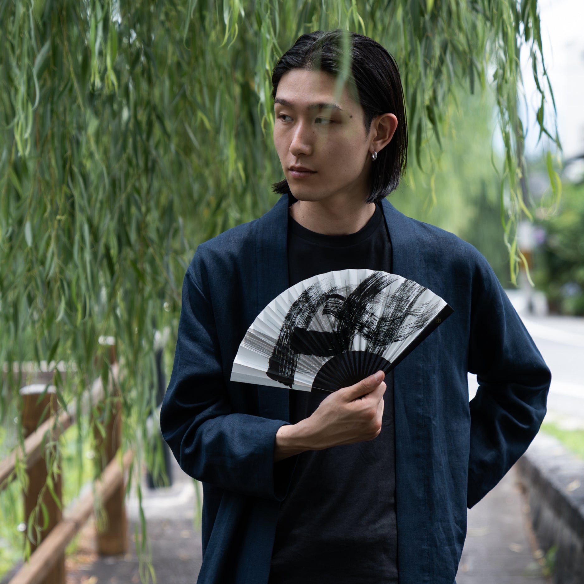 Sumi Folding Fan - Arashi